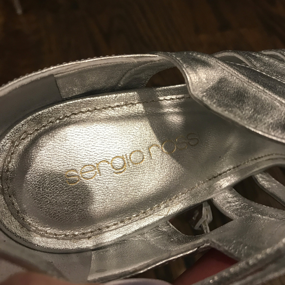 Sergio Rossi Silver Platform Pumps Sandals - Picture 6 of 8